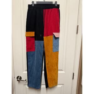 Colorblock Corduroy Patchwork Pants Lightweight Size Small